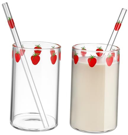 Warmhm 2sets Tazze d Acqua Trasparenti in Accessori Per Tè Bottiglie Per Cannuccia Per Uso Domestico Resistente e Pratico