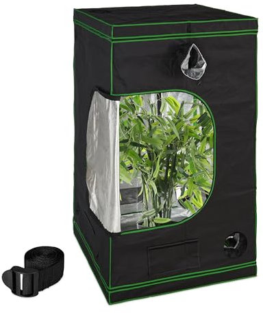 Relaxdays Armario Cultivo Indoor, Carpa Invernadero Interior, Plantas, Hierbas, Opaco, 200 x 120 x 120 cm, Negro y Verde, Acero, Plástico, Poliéster, 120 x 120 x 200 cm