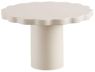 Kaffetisch Cremefarbener, Schlichter, runder Tisch, weißer Lack, Couchtisch, Kleiner Couchtisch, Homestay-Wohnzimmer, Sofa-Beistelltisch Endtische