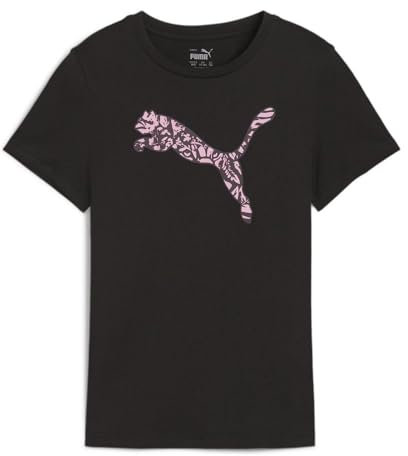 Puma T-Shirt Noir/Rose Fille Graphic Tropica Noir 10 Ans