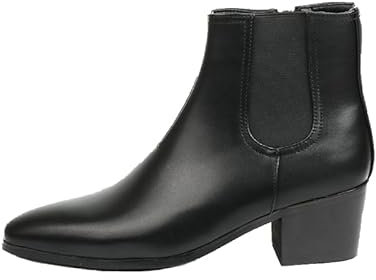 MGGMOKAY Stivali Chelsea da uomo con tacchi alti e scarpe da sera con cerniera, nero, 41