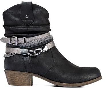 Joe Browns Women's Painted Rope Detail Embellished Boots Ankle, Black, 8 UK