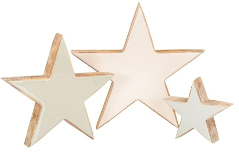 levandeo 3er Set Sterne 15-30cm Mango Holz Natur Braun Weihnachtsdeko Tischdeko Dekoration Deko Aufsteller Weihnachten Weihnachtsstern Geschenk