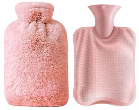 Ahuuen Warm Water Bottle - Leakproof Reusable with Cover,Hot Compress Heated Water Bottle - for Discomfort Relief Cold Compress Menstrual Cramps Home Office Travel Winter Adults Kids Elderly