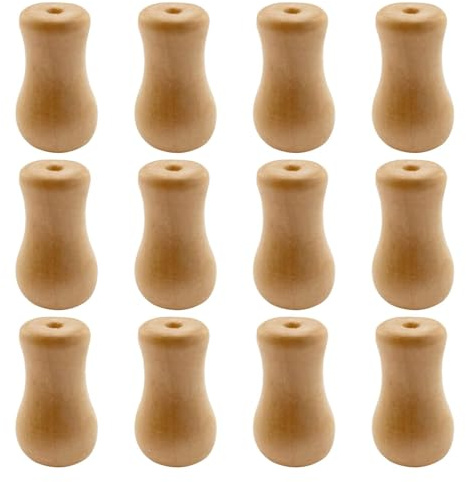 12pcs Wooden Blind Pull Cord Ends - Elegant Wood Cord Drops Tassels for Window Blinds - Cream Blind Toggles for Curtains & Craft Projects & Stylish Knobs
