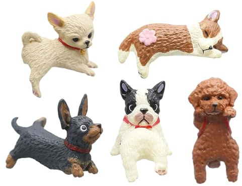 Generisch Computer Monitor Dog - Dashboard Dog Figurine | 5 Pieces Mini Animal Decor with Cartoon Style for Vehicle Display, Desk Ornament Category for Home Office Dorm Daily Driving