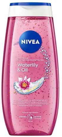 NIVEA Gel Doccia Waterlily & Oil 250 ml, Bagnoschiuma detergente corpo rinfrescante e idratante, Docciaschiuma con Vitamine C & E e Perle d'Olio, Fragranza di Ninfea, pH Neutro, Tutti i tipi di pelle