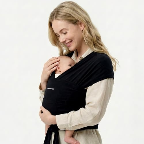 Momcozy Ring Sling Baby Tragetuch Neugeborene 3,6-15 kg,Schwarz