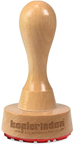 Personalisierbarer runder Holzstempel Ø 50mm mit eigenem Text und Logo - Stempel aus Holz selbst gestalten - optional mit Stempelkissen