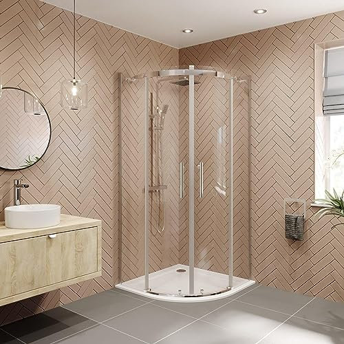 900 x 900mm Quadrant Shower Enclosure Frameless Walk in Sliding Door 8mm Glass