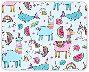 Destination Vinyl Ltd Funny Unicorn & Llama Mouse Mat Pad - Horse Girls Student Computer #15404