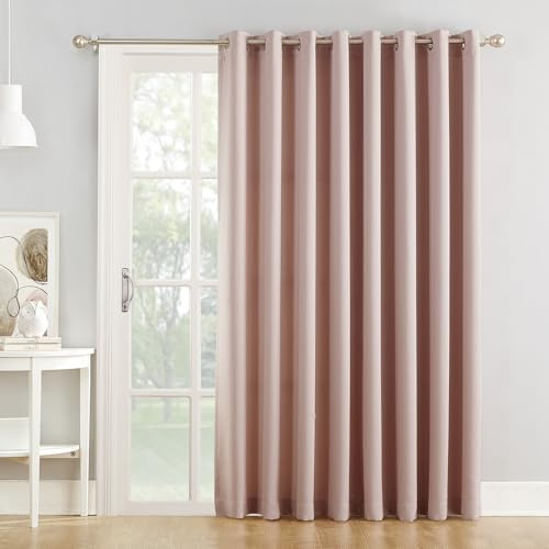 Sun Zero Barrow Energy Efficient Grommet Sliding Patio Door Curtain Panel, 100 x 84, Blush Pink