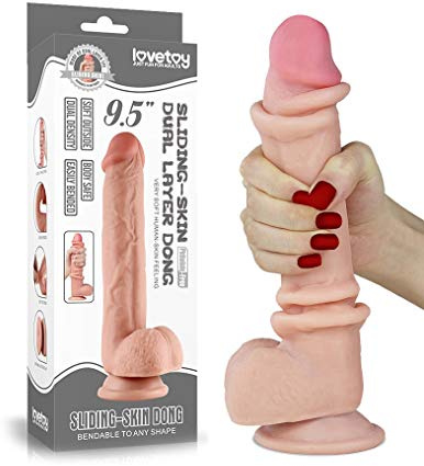 Lovetoy Sliding Skin Dildo, Nude, Ø 4x23 cm