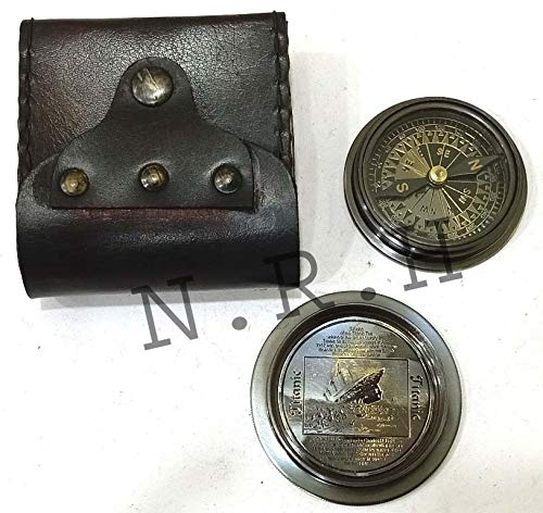 Vintage Maritime Marine Working Titanic Kompass Lederbox nautisches Geschenk