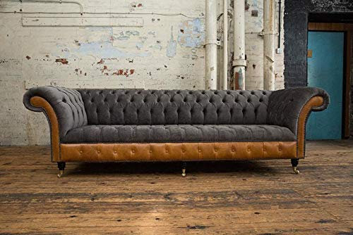jvmoebel XXL Sofas Chesterfield Polster Design Luxus Sofa 4 Sitzer Leder Couchen Couch