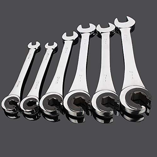 Clé à cliquet à double extrémité ouverte, 14 mm, clé à cliquet évasée polie miroir, ensemble de clés à cliquet à tête fixe en acier au chrome vanadium