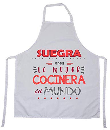 Kembilove Delantal cocina mujer – Regalos personalizados – Delantal con Mensaje Suegra eres la mejor cocinera del Mundo – Que regalar a tu madre – Regalos originales para mujer