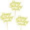 6X Personalised, Double Sided, Handmade Happy Birthday Glitter Cupcake Toppers by Cakeshop | Custom Colour Any Name 480gsm Glitter Cupcake Decorations | Champagne