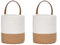 2 Paniers à Plantes Tissés en Corde de Coton, Ensemble de Panier Mural Tissé Suspendu, Corde de Coton Panier, pour Pot de Fleurs Coton Stand Home Decor Blanc + Jute