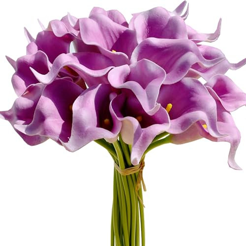 Mandy's Künstliche Calla-Lilien, Lavendel, Seide, 34 cm, für Zuhause, Küche und Hochzeit, 20 Stück