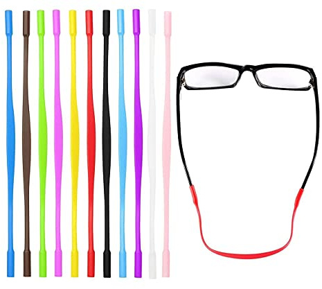 YANGWEN Cinturino per occhiali,10 pezzi Cinturino per occhiali in silicone Fermi per occhiali Sport antiscivolo Occhiali elastici Supporto per cavo per occhiali da sole per bambini (10 colori)