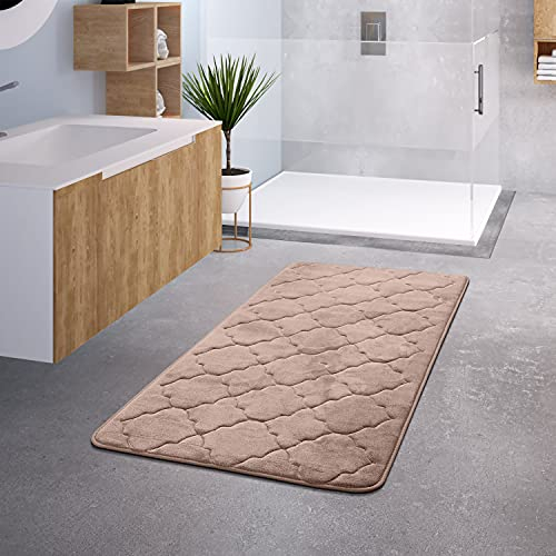 TT Home Badezimmer Badematte Duschmatte rutschfest Waschbar Memory Schaum Stein Muster, Farbe: Beige 4, Größe:50x80 cm