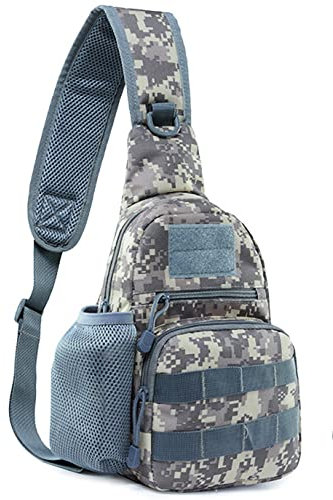 NuCamper Taktisch Sling Rucksack Umhangetasche Militar Brusttasche Tactical Crossbody Bag mit Flaschenhalter für Reise Wandern Radfahren Outdoor Multipurpose Tagepacks