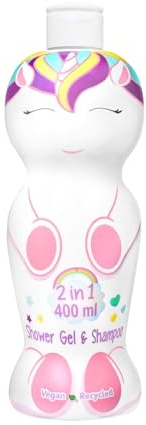 Unicorn 2in1 Kids Shower Gel & Shampoo, 400ml | Kids Bubble Bath | Natural, Vegan, Paraben-Free, Dermatologically Tested | Gently Cleanses Head-to-Toe Wash for Dry, Sensitive Skin Children 3+