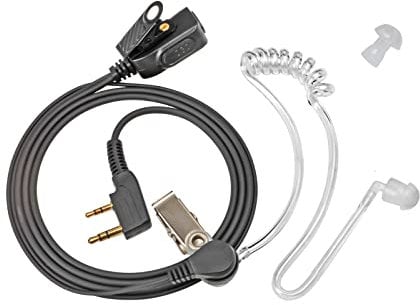 UAYESOK Two Way Radio Earpiece 2 Pin Covert Acoustic Tube Walkie Talkie Headset for Baofeng UV5R 888S UV-82HP BF-F8HP Kenwood Puxing Wouxun Bodyguard Security Radio with Noise Cancelling PTT Mic
