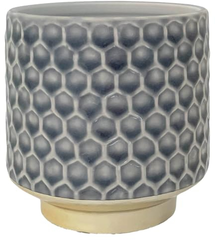 Nordring Retro Übertopf Vintage Pflanztopf für Zimmerplanzen, Sukkulenten Blumentopf Goldy S (10 cm ø), grau, Keramik