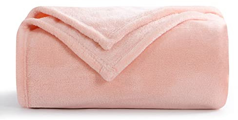 Aisbo Fleece Blanket Pink Throw - Versatile Soft Warm Blanket Fluffy Throws for Bed Double Size, Cozy Solid Flannel Twin Blanket for Sofa Couch, 150x200cm