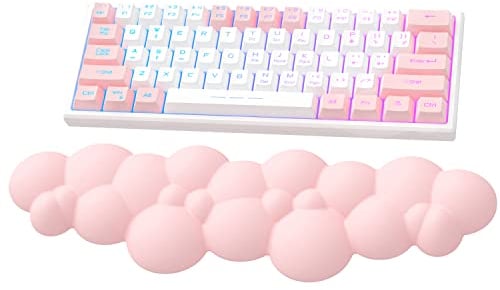 Attack Shark Flesh Pink Cloud Soft Comfortable Keyboard Wrist Rest,Anti-Skid Ergonomic Wrist Support Keyboard,Desk Hand Wrist Support TKL Mechanical Keyboard/87 Keys 104 Size Gaming Palm Rest Keyboard