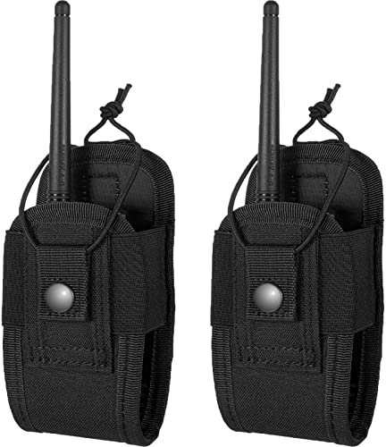FRTKK Tactical Radio Holder Radio Holster Molle Radio Pouch Universal Radio Case Military Heavy Duty Radio Bag for Police Firefighter Two Ways Walkie Talkies Vest (Black-small-2 pack)