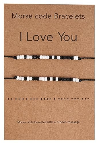 JITNGA 2 Stück Ich Liebe Dich Morsecode Armband Paare Passende Armbänder, Paar Verstellbare Armbänder Freund Freundin Paar Schmuck Schmuck Für Damen Und Mädchen, Geschenke Für Frauen