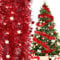 COLOFALLA 2m*6pcs Espumillón Rojo Árbol Navidad con Estrellas Guirnalda Oropel Navidad Rojo para Decoración Navidad Ventana Pared Adornos Navideños