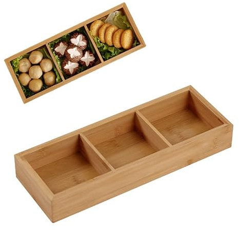 Bandeja, Bandeja de Madera Dividida, para Servir con Múltiples Compartimentos, Olla Caliente, Hogar, Apartamento, Oficina, Restaurantes (3