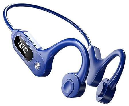 Xmiral Bluetooth Headphones 5.3 Wireless Earbuds & 16Hrs Long Battery Over Ear Stereo Bass Earphones With Earhooks Running Headset With Mic & Storage Bag For Workout Gym S Out of Ear (Blue, One Size)