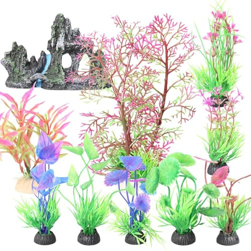 BAILMOLI Aquarium Plants Tree Decorations Fish Tank Plastic Plant Decor Set Ornaments Accessories