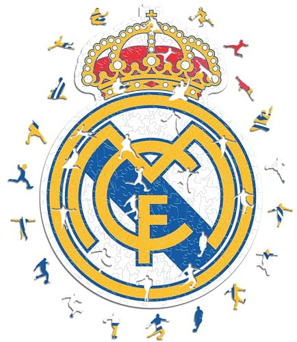 Iconic Puzzles, Real Madrid Logo, offizielles Produkt, Holzpuzzle für Erwachsene und Kinder, 100% nachhaltiges Holz, L, 500 Stück