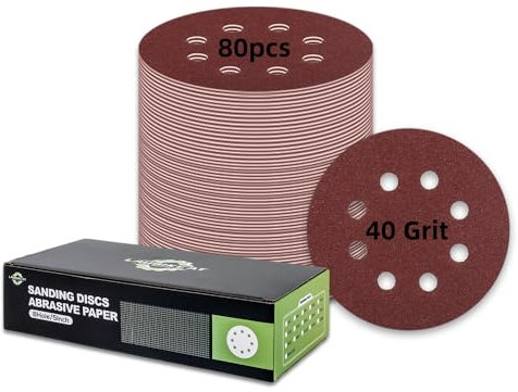 80 Stück Schleifpapier 125mm Klett, 40 Körnung 8 Loch Rund Schleifscheiben für Exzenterschleifer