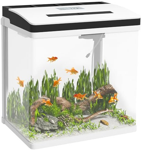 PawHut Aquarium 28L Glass Fish Tank w/Filter, LED Lighting, Water Pump