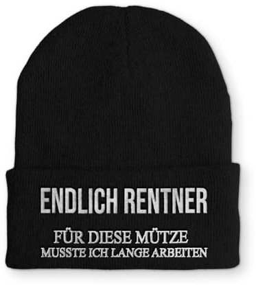 tshirtladen Spruchmütze Beanie Endlich Rentner lustige Strickmütze Wintermütze OneSize, Farbe: Black