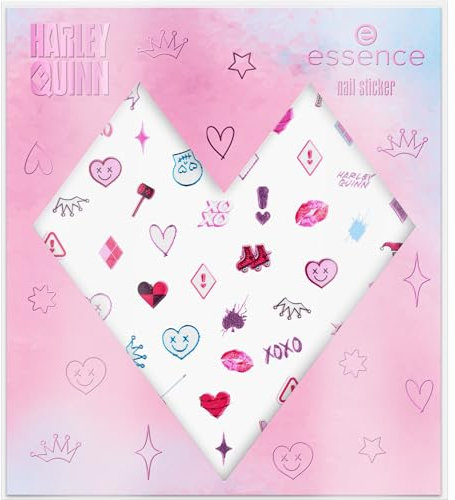essence Harley Quinn nail sticker, Nagelsticker, Mehrfarbig, Einfach zu entfernen, sofortiges Ergebnis, Nanopartikel frei, 6er Pack (6x70pcs)