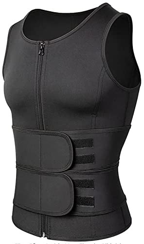 XUEBIN T-Shirt Termica Riducente Modellante da Uomo T-Shirt Termica da Sauna A Compressione in Neoprene Gilet Sportivo Lombare Shapewear da Uomo Tuta da Sauna(L)