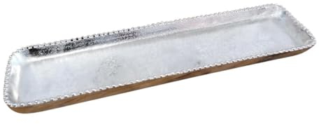 Schale Servierplatte Dekoschale Aluminium Deko Silber Luxus, für Wohnzimmer, Küche und Esszimmer, 40 cm