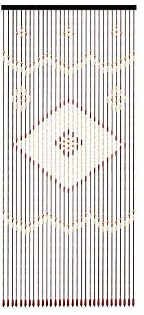 WINPANG 31 Line Vintage hölzerne Perlenkette Tür Vorhang, natürliche hölzerne Bambus Perlen Vorhang, hölzerne hängende Partition Vorhang, Kaffee, 90x208cm