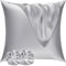 Vielit Satin Kissenbezug 80x80 2er Set & 2 Haargummis, Satin Kopfkissenbezug 80x80 Grau, Weich wie Seidenkissenbezug 80x80,Bessere Pflege als Silk Pillosecase,Kissenhülle Kissenbezug für Haar und Haut