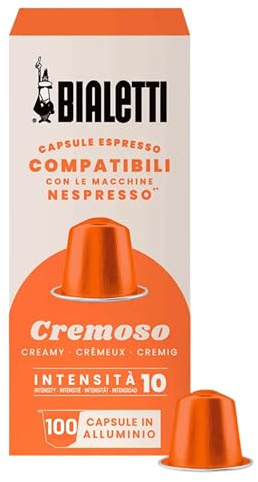 Bialetti Café Capsules compatibles Nespresso® - Cremoso - 100 Capsules