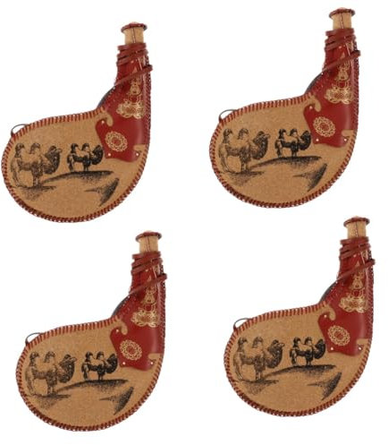 Amosfun 4 Pz Antica Sacca d'Acqua Sacca d'Acqua Borsa per Borraccia Borsa da Mensa in Stoffa Borsa d'Acqua con Cinghia Borsa d'Acqua da Viaggio Borsa Bota in Pelle Borsa Bota per la Danza