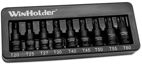 WinHolder Impact TORX BIT Sockets Set 3/8 Drive Impact TRX Star Sockets T20 to T60
